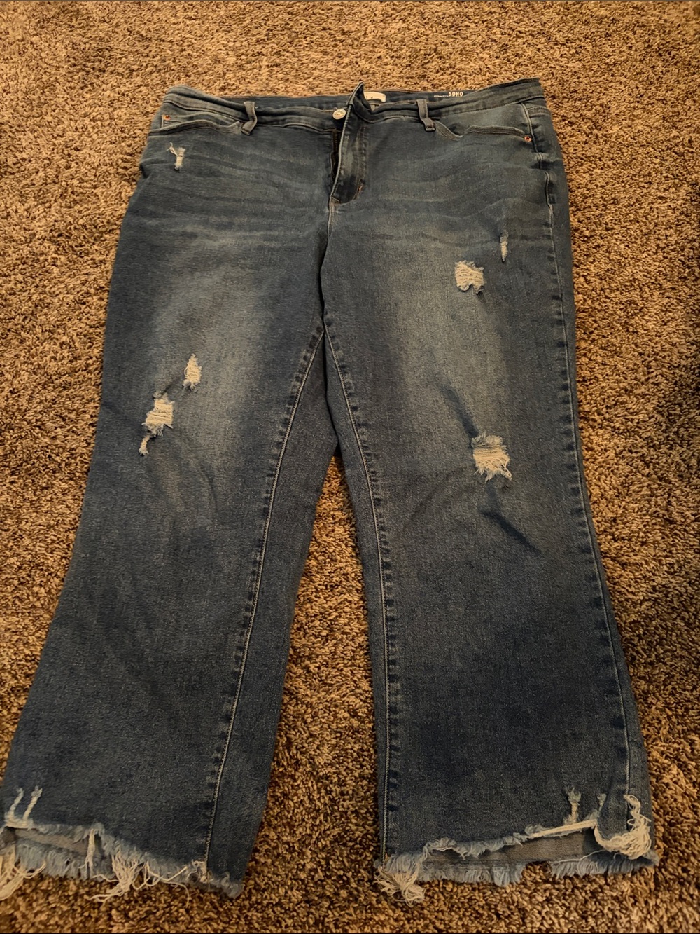 Women’s Distressed Wide-Leg Jeans - Dark Blue